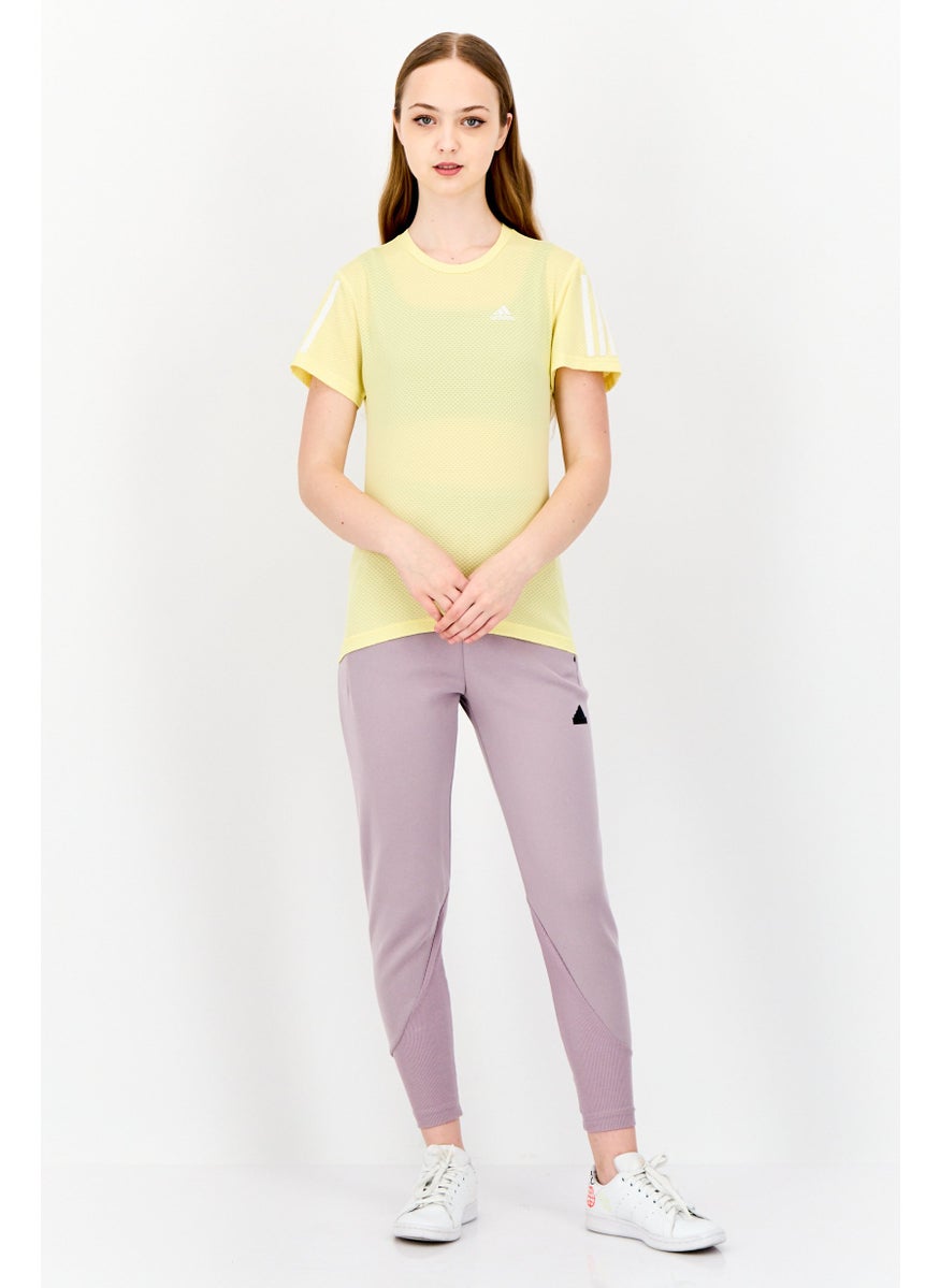 Adidas Women Sportswear Fit Short Sleeve Running T-Shirt, Light Yellow  - Image 3