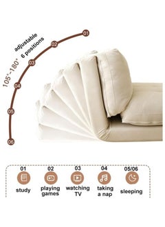 Jorunb Foldable Tatami Sofa Bed, 3-in-1 Multi-Functional Sleeper Chair Bed, 5-Position Adjustable Folding Lazy Sofa Single-Seat Floor Sofa Chair Lounge Chair Couches, Convertible Sofa Bed Balcony(Beige)  - Image 4