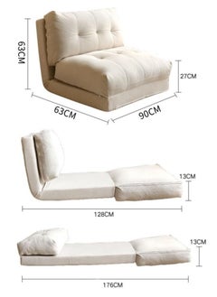 Jorunb Foldable Tatami Sofa Bed, 3-in-1 Multi-Functional Sleeper Chair Bed, 5-Position Adjustable Folding Lazy Sofa Single-Seat Floor Sofa Chair Lounge Chair Couches, Convertible Sofa Bed Balcony(Beige)  - Image 3