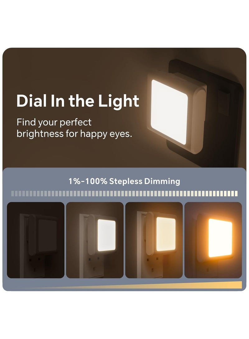 0.5W Sensor Night Light Square, Night Lights Dimmable with Smart Light Sensor 3000K Warm Yellow Light Plug Into Wall Night Lamp for Baby Room Bathroom Kitchen Hallway Staircase(UK Plug 2 Pack) - Image 4