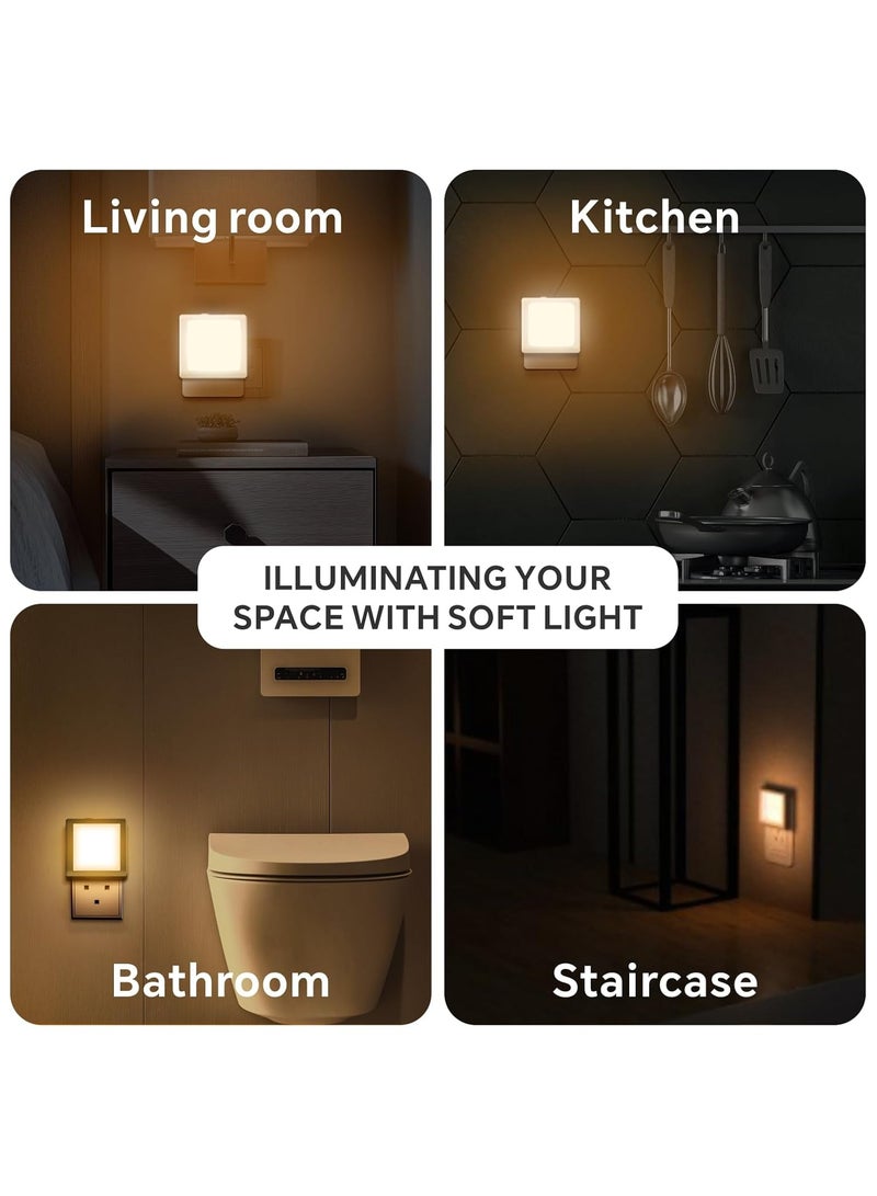 0.5W Sensor Night Light Square, Night Lights Dimmable with Smart Light Sensor 3000K Warm Yellow Light Plug Into Wall Night Lamp for Baby Room Bathroom Kitchen Hallway Staircase(UK Plug 2 Pack) - Image 5