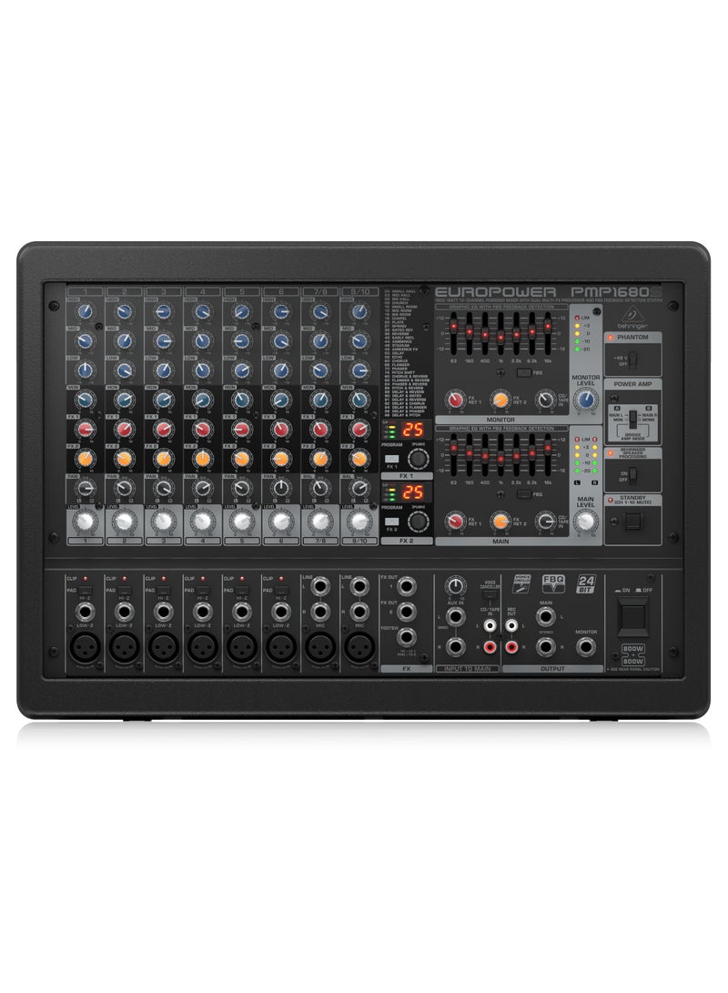Behringer Mixer Powered 10 CH (6 Mono & 2 Stereo) 2x800W w/ Dual FX and Dual Equalizer PMP1680S - Image 2