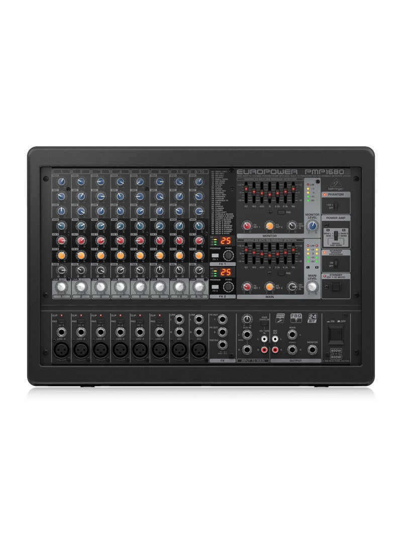 Behringer Mixer Powered 10 CH (6 Mono & 2 Stereo) 2x800W w/ Dual FX and Dual Equalizer PMP1680S - Image 1