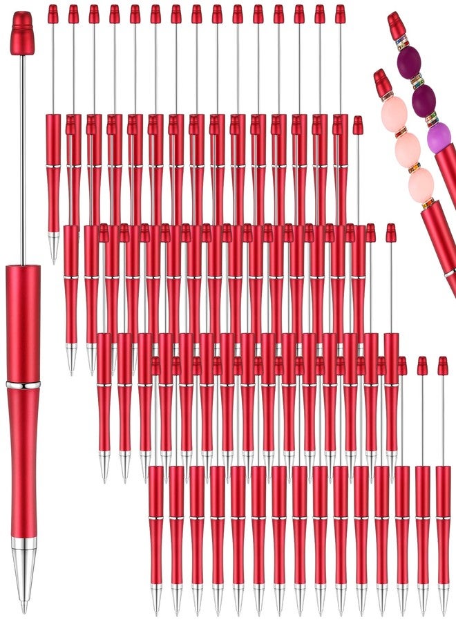 Qilery 60 Pcs Beadable Bulk Bead Beaded Ballpoint DIY Black Ink Valentines Gifts for Valentines Decoration Office Romantic Girlfriends Gifts Christmas Supplies(Red) - Image 1