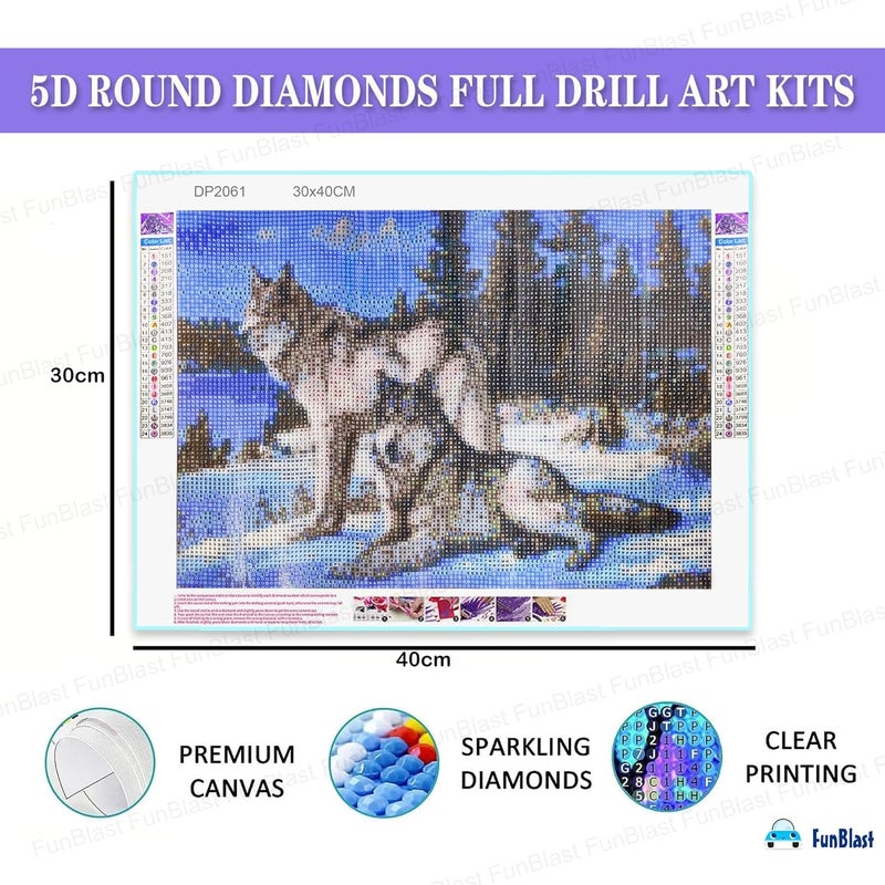 FunBlast FunBlast 5D Diamond Painting Kit 12x16inch Diamond Painting Kit for Adults Kids Suitable for Home Leisure and Wall Decoration Gift for Kids and Adults Wolf  - Image 2