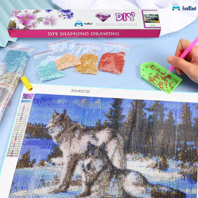 FunBlast FunBlast 5D Diamond Painting Kit 12x16inch Diamond Painting Kit for Adults Kids Suitable for Home Leisure and Wall Decoration Gift for Kids and Adults Wolf  - Image 5