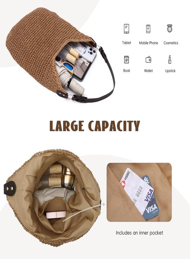 KUANG! Women's Straw Hobo Bag Large Handwoven Rattan Shoulder Bag Woven Straw Purse Summer Beach Tote Bag for Vacation - Image 4