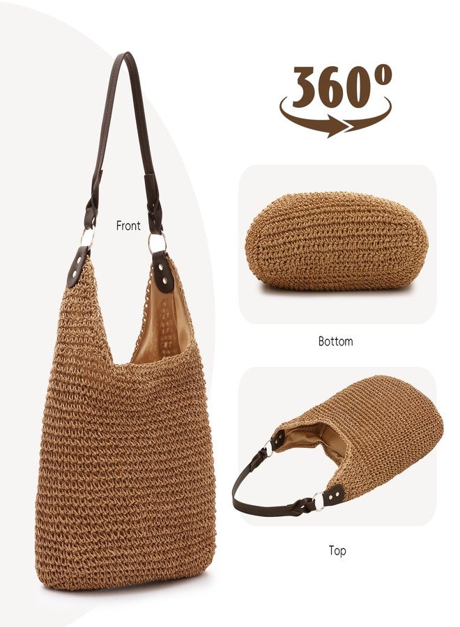 KUANG! Women's Straw Hobo Bag Large Handwoven Rattan Shoulder Bag Woven Straw Purse Summer Beach Tote Bag for Vacation - Image 3