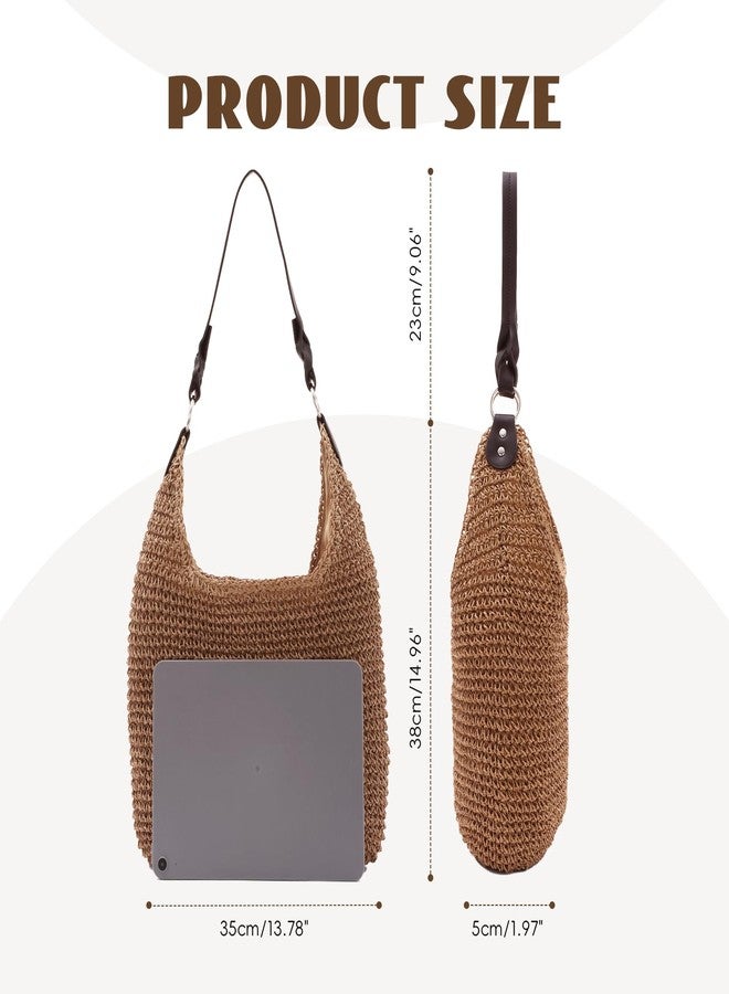KUANG! Women's Straw Hobo Bag Large Handwoven Rattan Shoulder Bag Woven Straw Purse Summer Beach Tote Bag for Vacation - Image 5