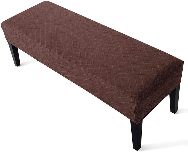 Street27® High Stretch Jacquard Dining Bench Cover Elastic Chair Covers - Anti-Dust Removable Bench Slipcover Washable Bench Seat Protector Cushion Cover for Living Room, Bedroom, (Brown) - Image 1