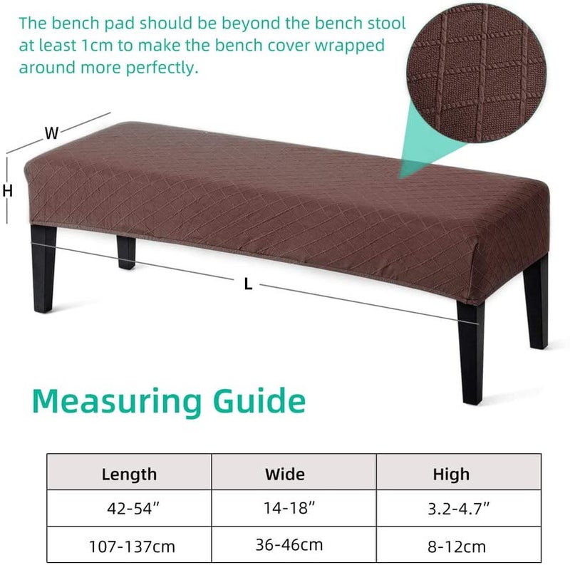 Street27® High Stretch Jacquard Dining Bench Cover Elastic Chair Covers - Anti-Dust Removable Bench Slipcover Washable Bench Seat Protector Cushion Cover for Living Room, Bedroom, (Brown) - Image 3