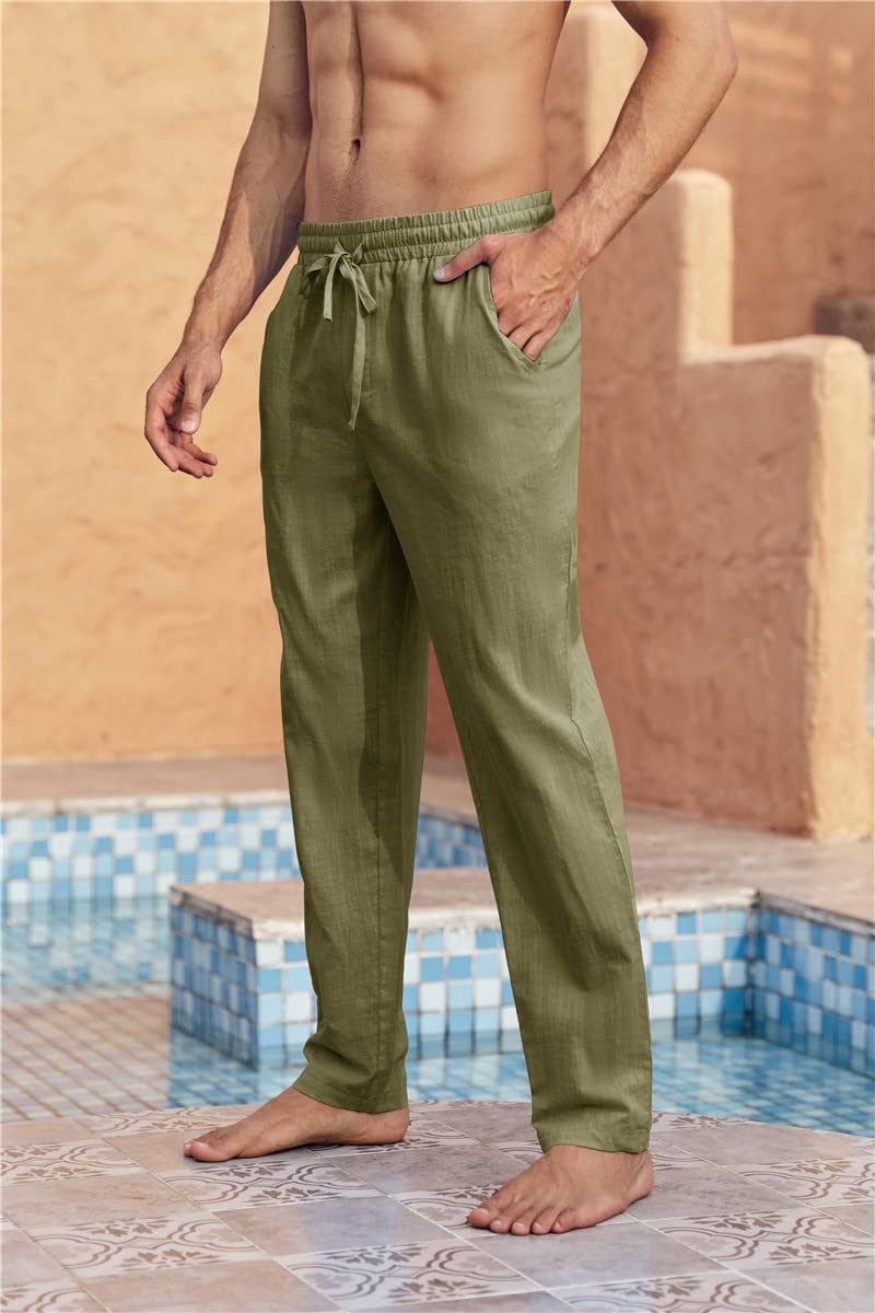 Karlywindow Mens Linen Pants Casual Loose Lightweight Drawstring Elastic Waist Summer Yoga Beach Trousers - Image 3