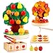 INIFEIDALA Montessori Toys for 3 4 5 6 Year Old Wooden Sensory Toy for Toddlers Shape Sorting Puzzle for Fine Motor Skills Apple Picking Magnetic Tree ToyHandEye CoordinationColor Recognition - Image 3