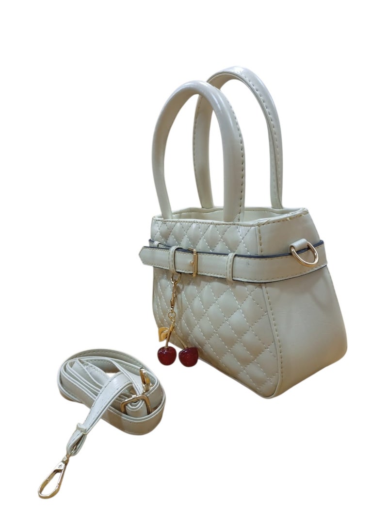 Women’s Shiny PU Leather Crossbody Bag – Stylish Small Single Pocket Shoulder Bag with Cherry Keychain - Image 4