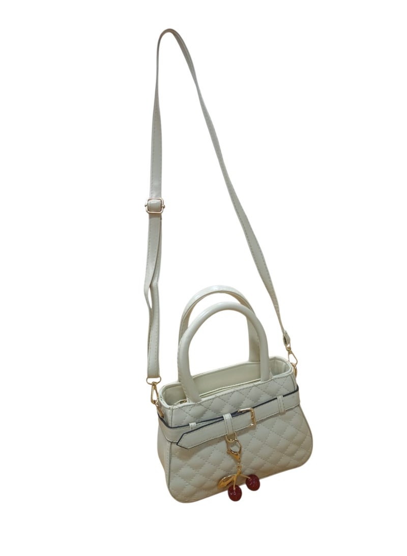 Women’s Shiny PU Leather Crossbody Bag – Stylish Small Single Pocket Shoulder Bag with Cherry Keychain - Image 2