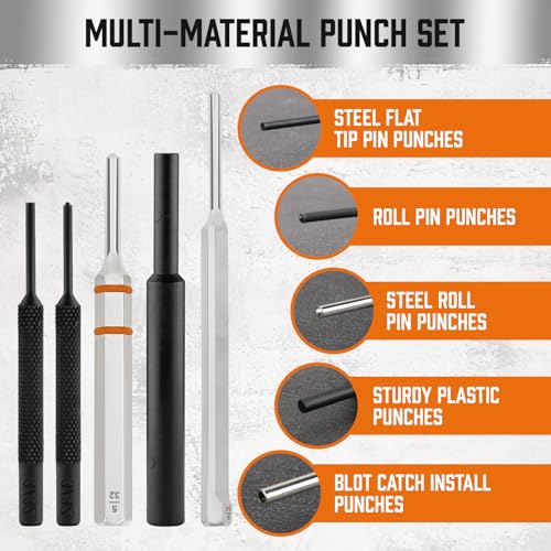 HORUSDY 23-Piece Punch Set Roll Pin Punch Set and Hammer with Bench Block, Punch Tool Ideal for Maintenance - Image 4