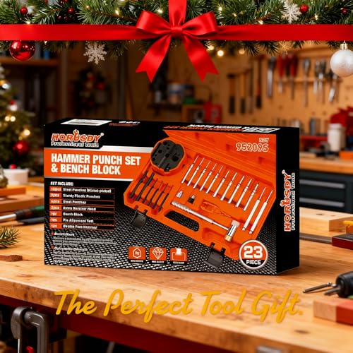 HORUSDY 23-Piece Punch Set Roll Pin Punch Set and Hammer with Bench Block, Punch Tool Ideal for Maintenance - Image 2