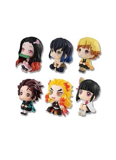 General 6Pcs Demon Slayer Figure Tanjiro Nezuko Figure Stuff Toys, PVC 3.7in Model Toys Doll Game Figure Anime Fan Collection  - Image 1