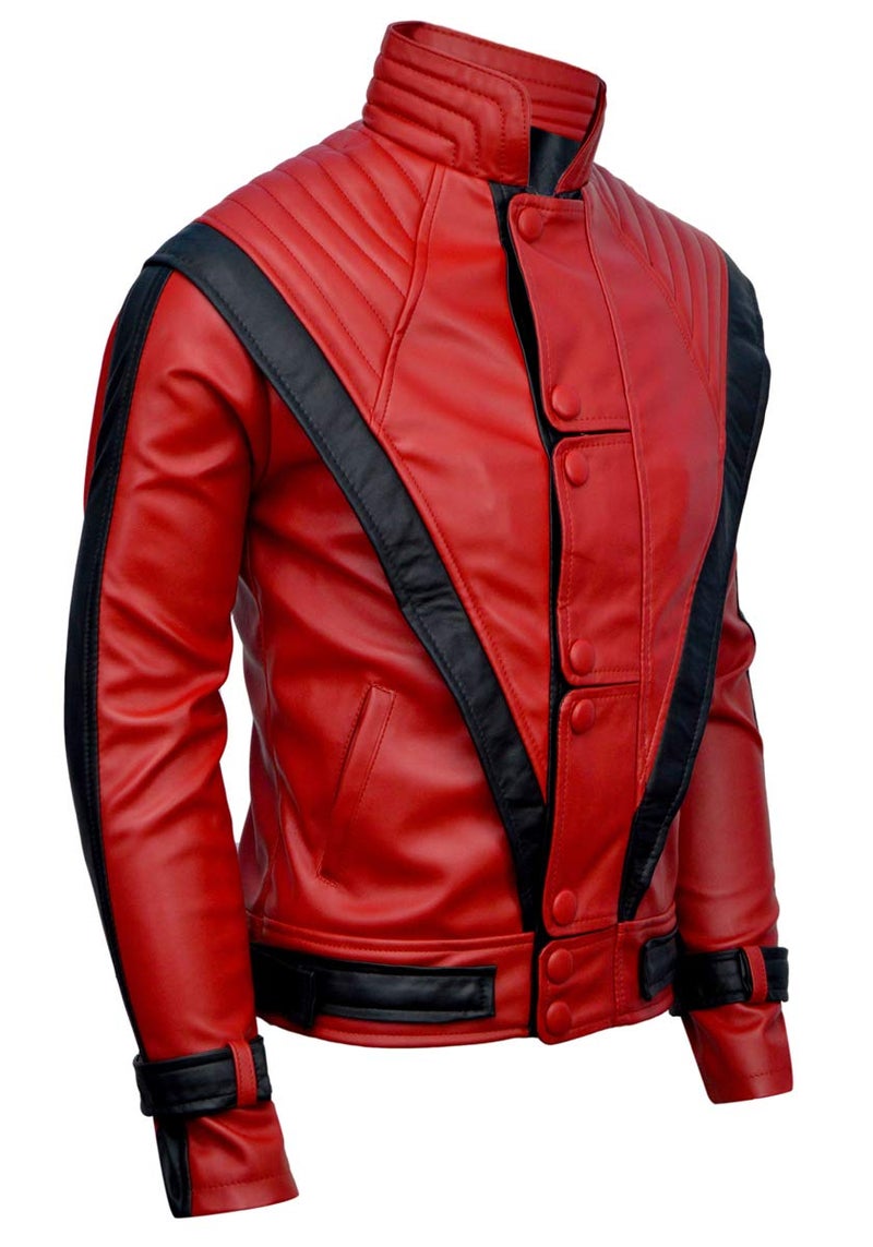 DIZLLER Party&Dance wear - D1 - Red & Black leather Jacket - FAUX Leather - S - Image 4