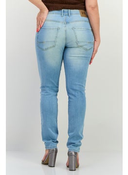 CROSSHATCH Women Slim Fit Washed Stretchable Jeans, Washed Blue  - Image 4