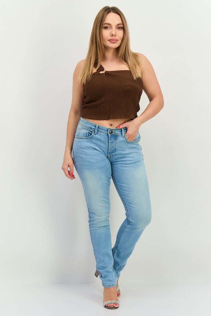 CROSSHATCH Women Slim Fit Washed Stretchable Jeans, Washed Blue - Image 2