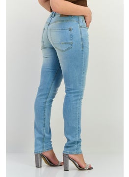 CROSSHATCH Women Slim Fit Washed Stretchable Jeans, Washed Blue  - Image 3