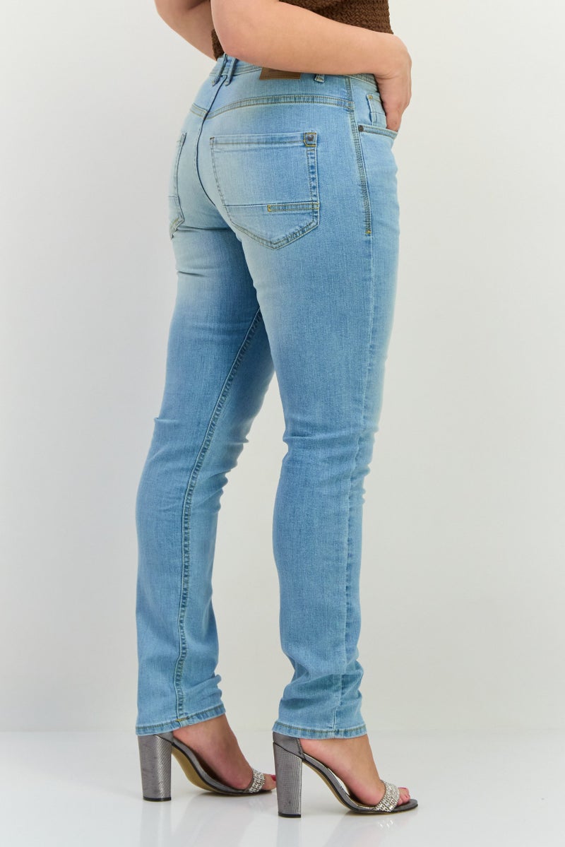 CROSSHATCH Women Slim Fit Washed Stretchable Jeans, Washed Blue - Image 3