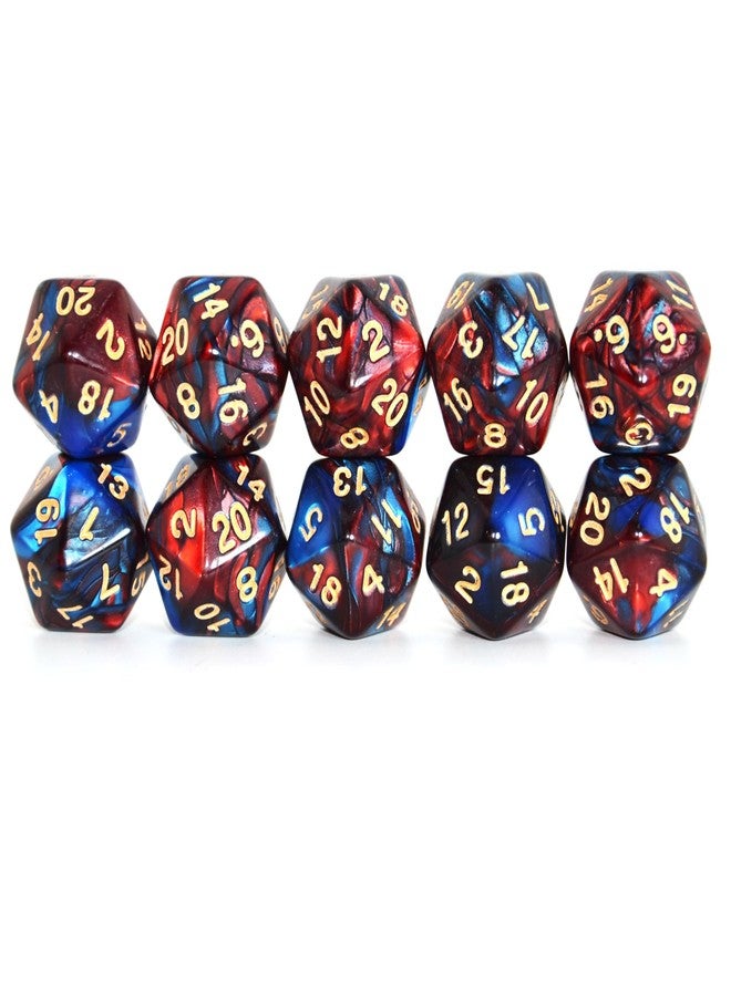 Smartdealspro سمارت ديلز برو 10 عبوة نرد 20 وجه د20 نرد متعدد الأوجه للعبة DND RPG MTG (أزرق-أحمر) - Image 4