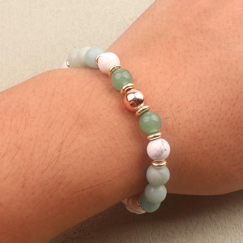 KSQS Healing Stone Bead Bracelet for Women, Natural Gemstones Balance Protection Bracelet, Spiritual Crystal Beads Bracelet Anxiety Relief with Meaning Card(#40) - Image 5