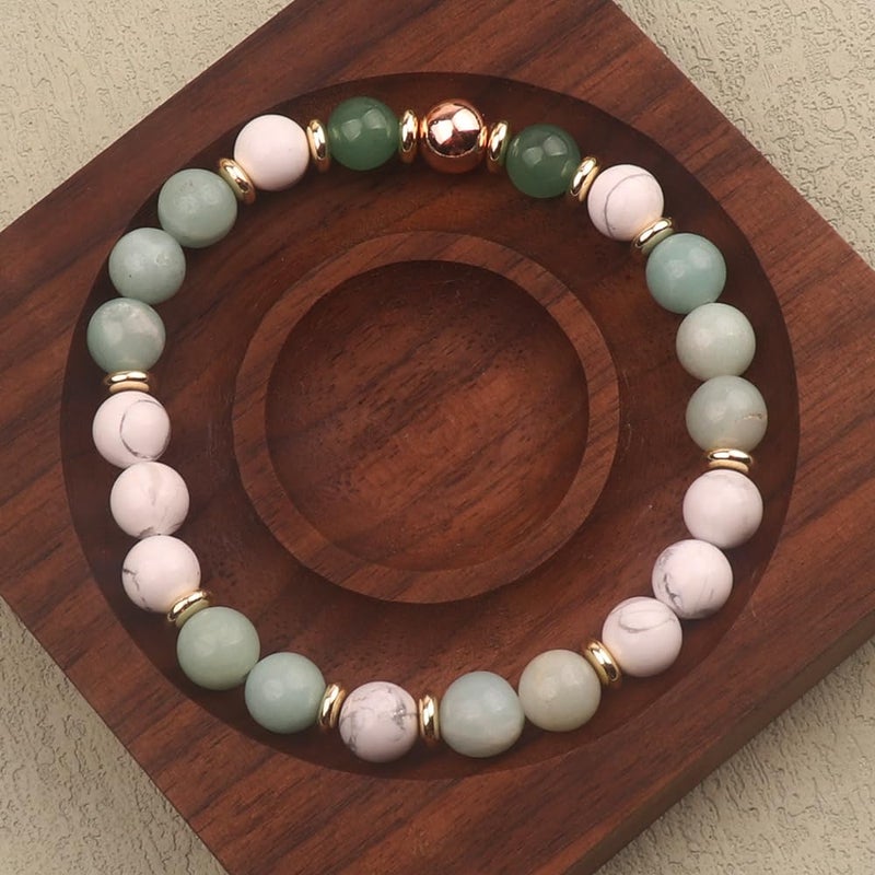 KSQS Healing Stone Bead Bracelet for Women, Natural Gemstones Balance Protection Bracelet, Spiritual Crystal Beads Bracelet Anxiety Relief with Meaning Card(#40) - Image 3
