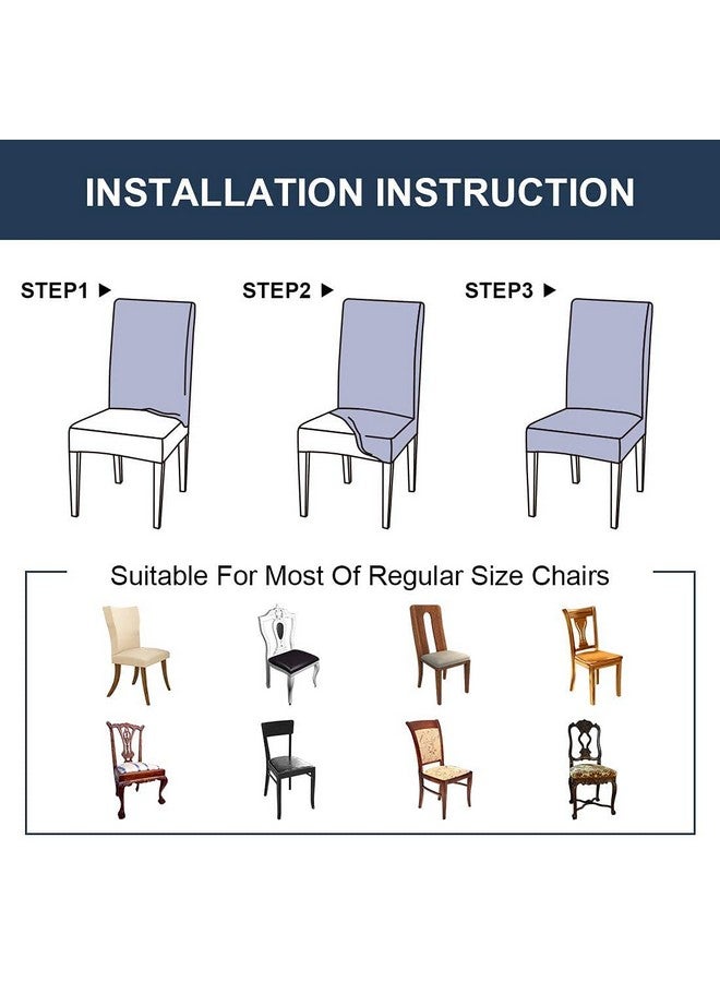 House of Quirk Polyester Spandex Plain Chair Cover Stretch Removable Washable Short Dining Chair Cover Protector Seat Slipcover (Cream, Pack of 6) - Image 5