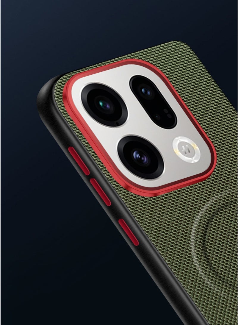 عام غطاء لأوبو فايند x9، حلقة حماية معدنية لعدسة الكاميرا، غلاف خلفي من الجلد بإطار TPU متوافق مع زوايا ماج سيف ومقاوم للصدمات. - Image 2