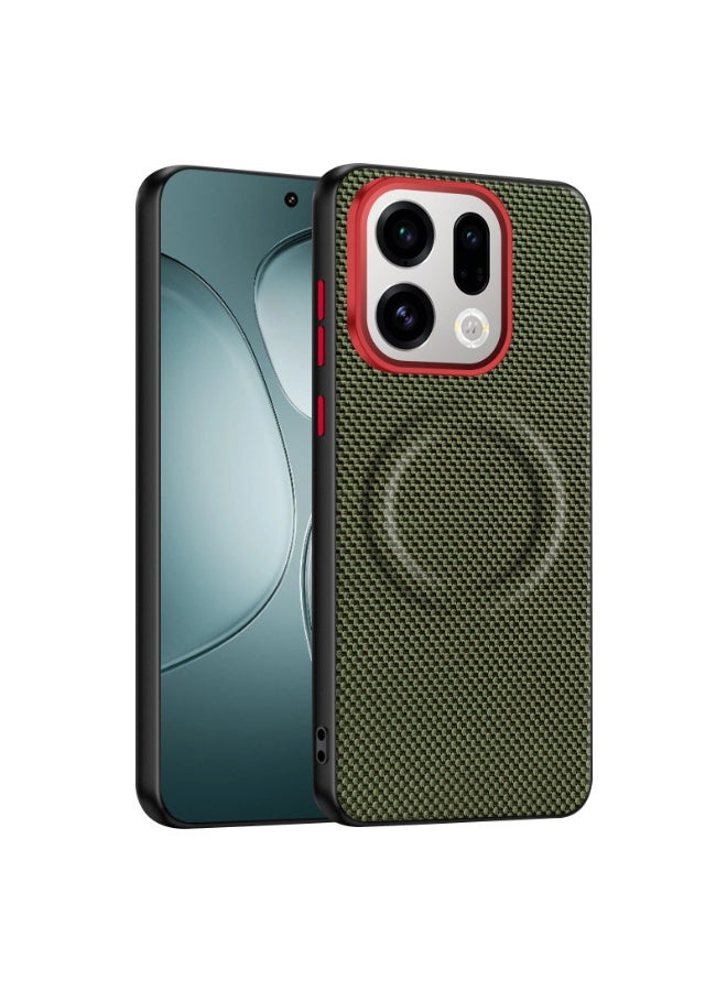 عام غطاء لأوبو فايند x9، حلقة حماية معدنية لعدسة الكاميرا، غلاف خلفي من الجلد بإطار TPU متوافق مع زوايا ماج سيف ومقاوم للصدمات. - Image 1