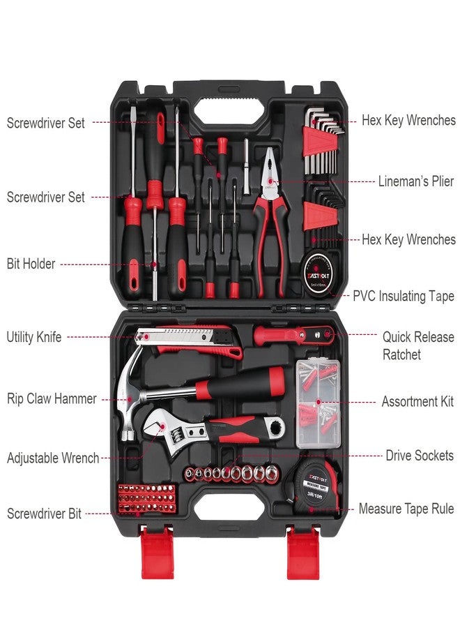 Eastvolt 128-Piece Home Repair Tool Set, Tool Sets for Homeowners, General Household Hand Tool Set with Storage Toolbox, EVHT12801, Black + Red (ASK01) - Image 3