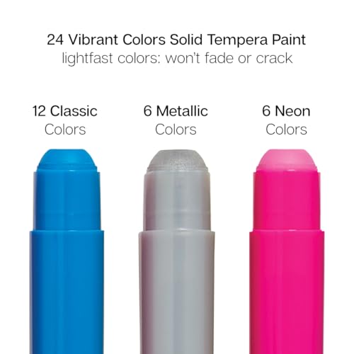 KINGART TEMPERA PAINT Sticks, Set of 24 Rich Colors, Solid Tempera Paint for Kids, Super Quick Drying, Non-Toxic, Work Great on Paper, Canvas, Wood, Glass and more - Image 2