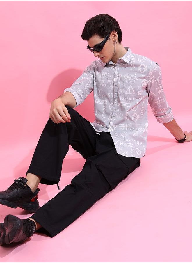 HIGHLANDER - All Over Graphic Print Slim Fit Shirt by Styli - Image 1