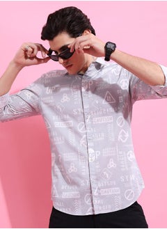 All Over Graphic Print Slim Fit Shirt by Styli