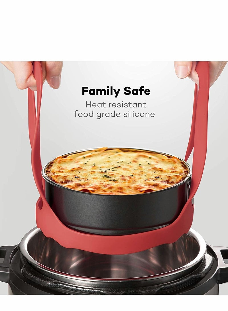 سيوسي 24.9 x 23.4 x 5 cmسم سيليكون طنجرة ضغط حبال سيليكون خبز حبال ل 3Qt وعاء فوري متعدد الوظائف طباخ مكافحة السمط خبز رافع رف باخرة، خالية من BPA البيض باخرة رف 3 Qt الأحمر 24.9 × 23.4 × 5 سم احمر - Image 2