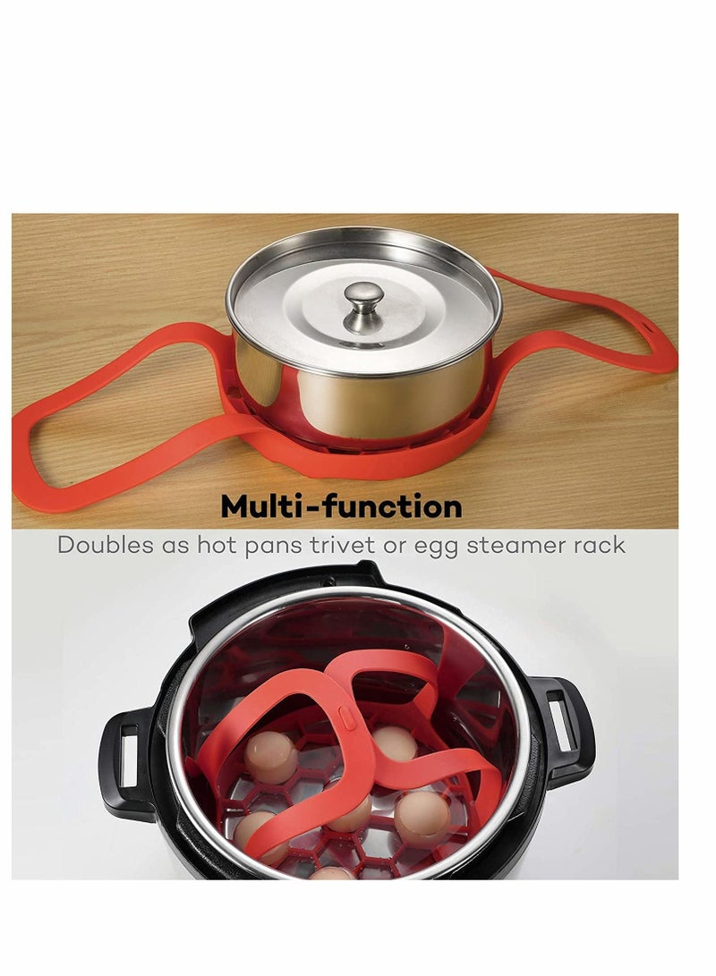 سيوسي 24.9 x 23.4 x 5 cmسم سيليكون طنجرة ضغط حبال سيليكون خبز حبال ل 3Qt وعاء فوري متعدد الوظائف طباخ مكافحة السمط خبز رافع رف باخرة، خالية من BPA البيض باخرة رف 3 Qt الأحمر 24.9 × 23.4 × 5 سم احمر - Image 5