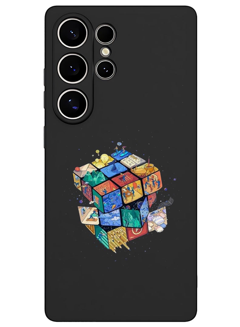 Theodor Protective Slim Fit Case Liquid Silicone Cover with Full Body Protection Anti-Scratch Shockproof Case For Samsung Galaxy S25 Ultra (Black) - Cube - Image 1