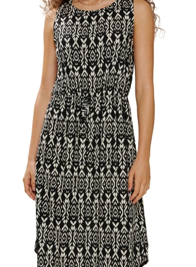 HaILYS Sleeveless Asymmetrical Hem Midi Dress with Geometric Print - Multicolor