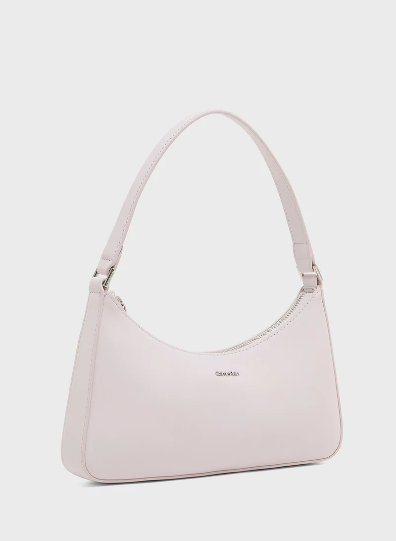 CALVIN KLEIN Logo Detailed Zip through Shoulder Bag