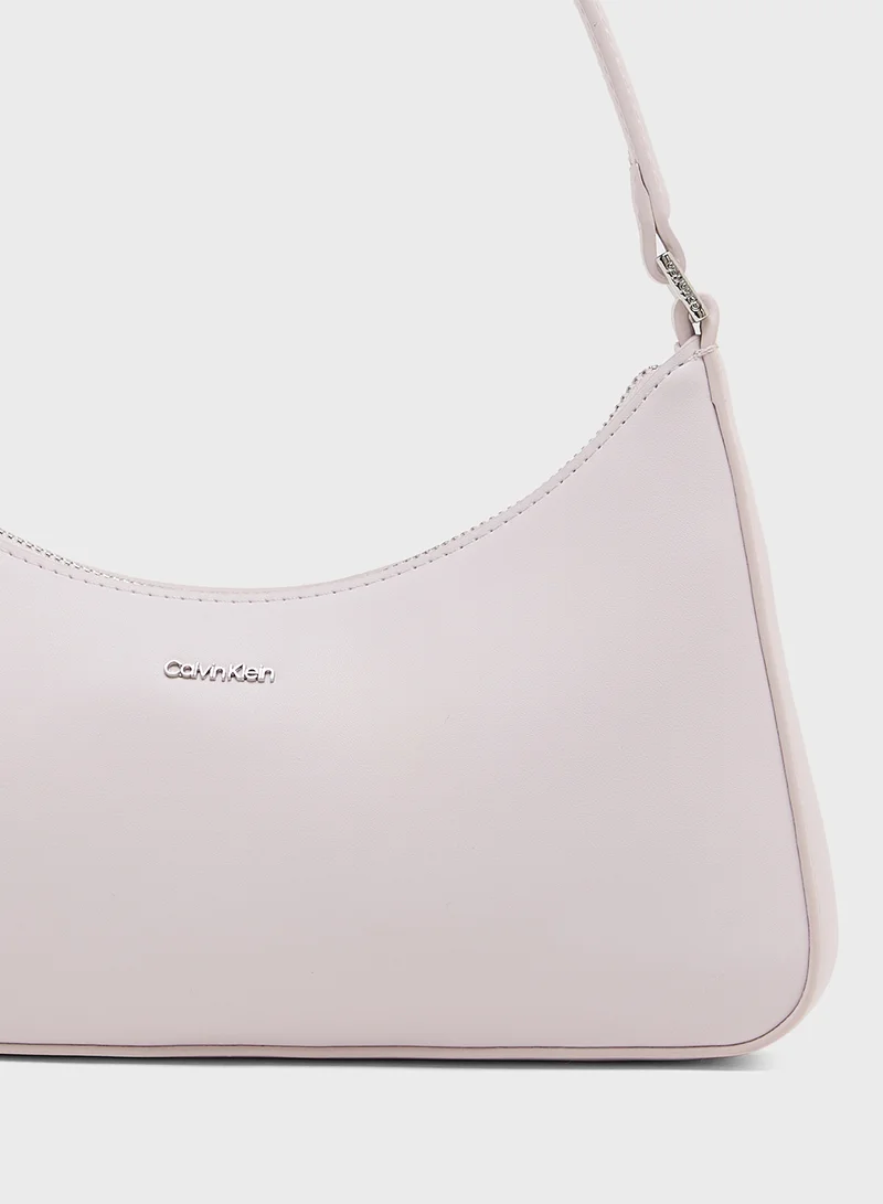 CALVIN KLEIN Logo Detailed Zip through Shoulder Bag