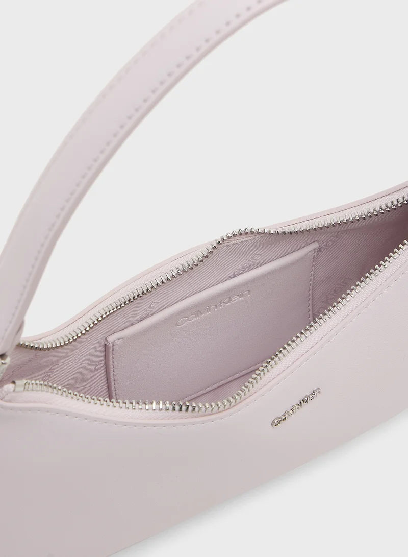 CALVIN KLEIN Logo Detailed Zip through Shoulder Bag