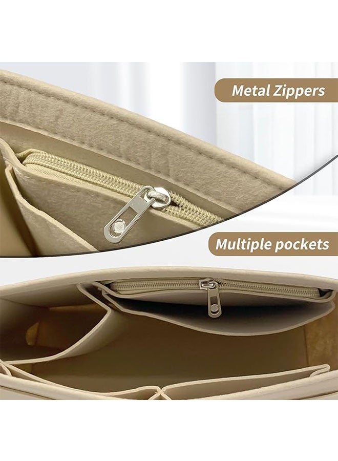 Tote Bag Organizer, Folding Tote Bag Insert, Large Multi Pocket Felt Bag Organizer with Zipper, Handbag Base Shaper for Handbag Purse Travel Bags, Classify and Organize Items, Black - Image 3