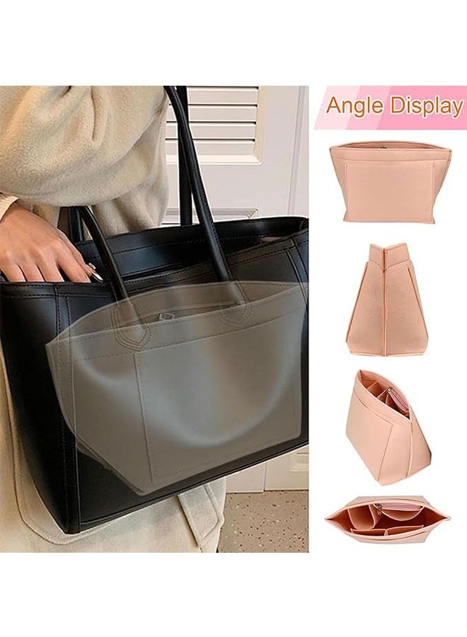 Tote Bag Organizer, Folding Tote Bag Insert, Large Multi Pocket Felt Bag Organizer with Zipper, Handbag Base Shaper for Handbag Purse Travel Bags, Classify and Organize Items, Black - Image 5