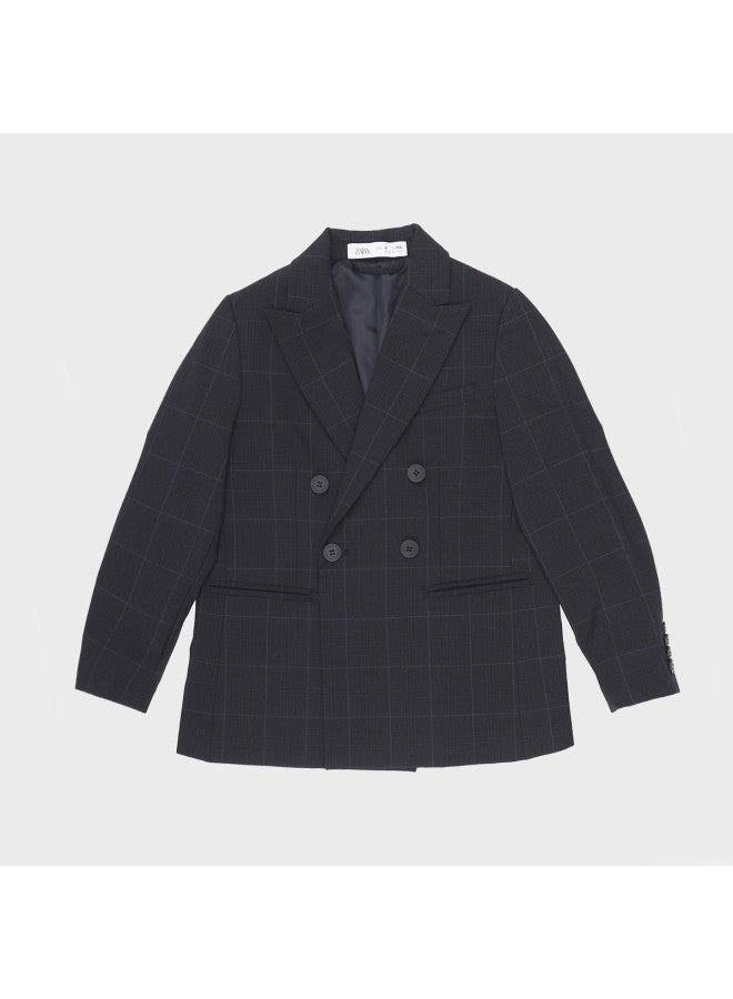 Zara Kids' Stylish Checkered Double-breasted Suit Jacket - Image 2
