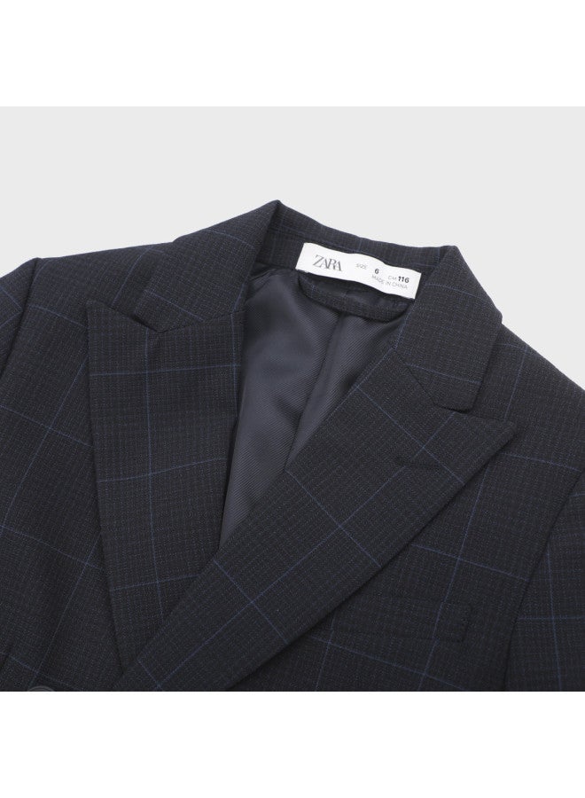 Zara Kids' Stylish Checkered Double-breasted Suit Jacket - Image 4