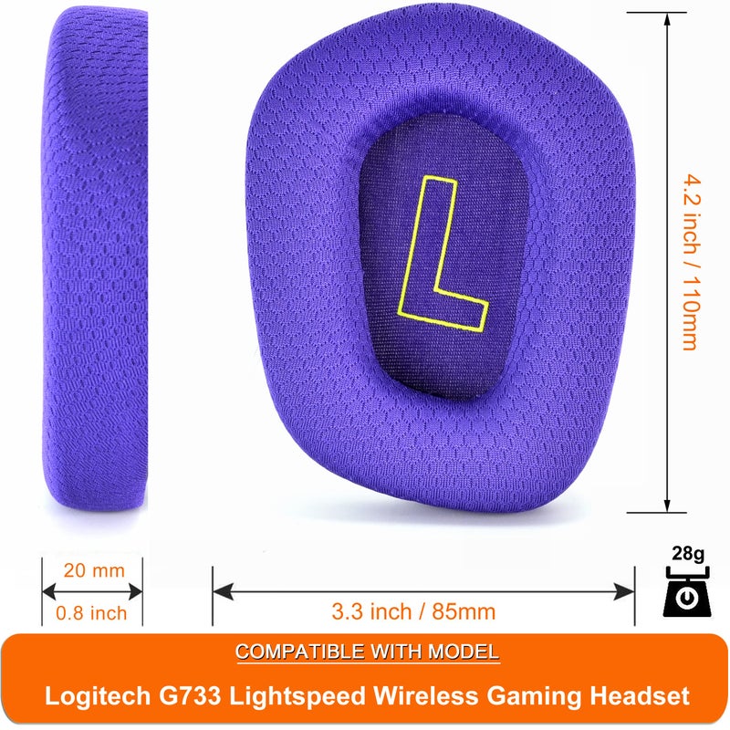 defean G733 Earpads - defean Replacement Ear Cushion Cover Compatible with Logitech G733 G 733 Lightspeed Wireless Gaming Headset,Ear Pads with Durable Mesh Fabric, Comfort Noise Isolation Foam (Purple) - Image 5