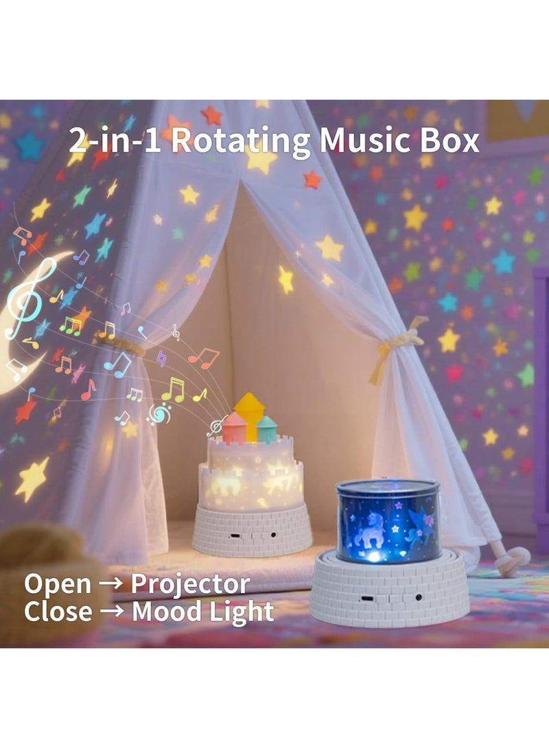 SYOSI Star Projector Night Light, Kids Room Galaxy Lamp, 12 Soothing Music and 23 Projection Films, 360° Rotating Rechargeable Night Light with Remote and Timer, Ideal for Girls Bedroom and Nursery - Image 3